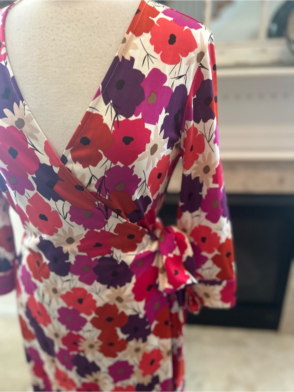 Diane Von Furstenberg Poppy Wrap Dress in a Vibrant Color Palette - Picture 3 of 12